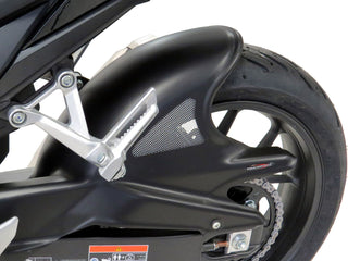 Fits Honda CB500 X  2022> Carbon Look & Silver Mesh Rear Hugger by Powerbronze