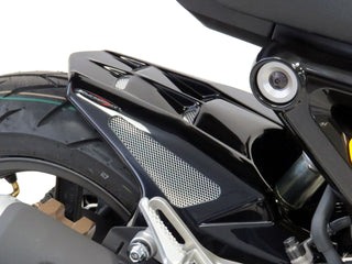 Fits Honda MSX 125 Grom 21-2024 Gloss Black & Silver Mesh Rear Hugger by Powerbronze